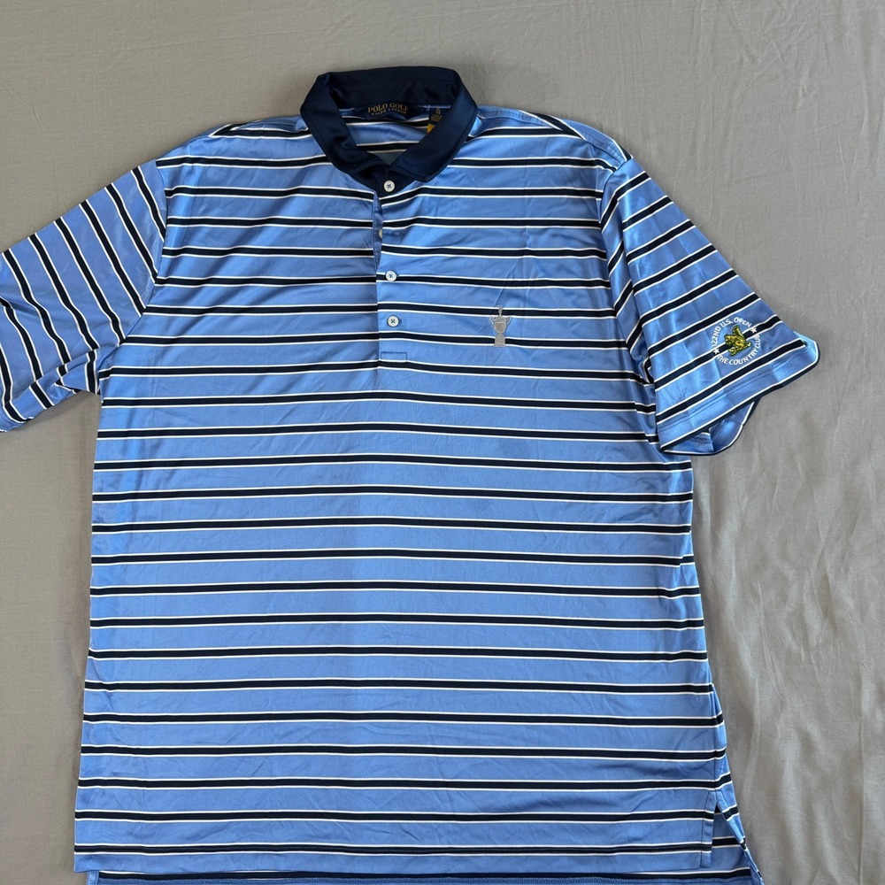 Polo Ralph Lauren Shirt XL Blue US Open 122nd The Country Club Golf Striped
